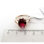 Кольцо с корундом красным (рубин синт.) "лагуна"