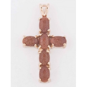 Кулон из авантюрина красного (имитация) "крест" Кулон из авантюрина красного (имитация) "крест"