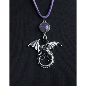 Кулон из аметиста "дракон", круг 12мм