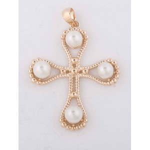 Кулон из жемчуга белого "королевский крест"