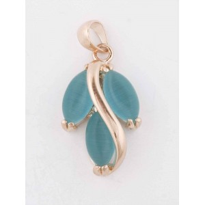 Кулон из голубого кошачьего глаза (синт.) "большой рис"