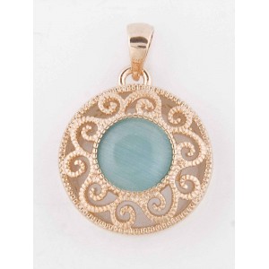 Кулон из голубого кошачьего глаза (синт.) "восточное солнце"