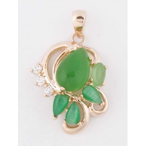 Кулон из зеленого кошачьего глаза (синт.) "азалия"
