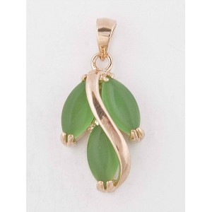 Кулон из зеленого кошачьего глаза (синт.) "большой рис"