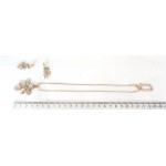 Комплект: кулон и серьги-пусеты из кошачьего глаза "3 капли", цвет кремовый+золотистый