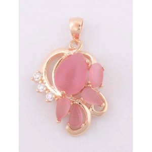 Кулон из розового кошачьего глаза (синт.) "азалия"