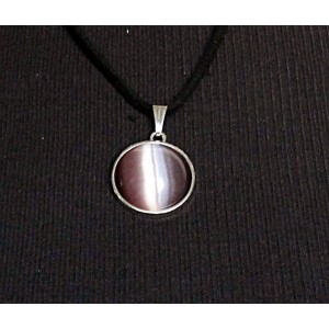 Кулон из кошачьего глаза (синт.), круг 18мм, цвет сиреневый