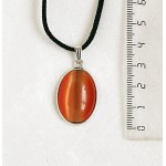 Кулон из кошачьего глаза (синт.), простой овал 25х18мм, цвет оранжевый