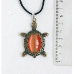 Кулон из кошачьего глаза (синт.) "черепаха", овал 25х18мм, цвет оранжевый