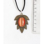 Кулон из кошачьего глаза (синт.) "лист", овал 25х18мм, цвет оранжевый