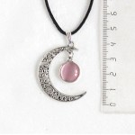 Кулон из кошачьего глаза (синт.) "луна", круг 12мм, цвет розовый