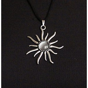 Кулон из кошачьего глаза (синт.) "солнышко", круг 12мм, цвет серебристый