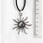 Кулон из кошачьего глаза (синт.) "солнышко", круг 12мм, цвет серебристый