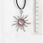 Кулон из кошачьего глаза (синт.) "солнышко", круг 12мм, цвет розовый