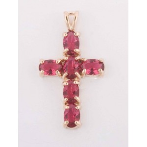 Кулон из корунда (рубин синт.) "крест"