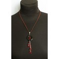 Кулон из сердолика, шарик 10см, шарик 6см и агата черного, круг полый бусина