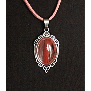 Кулон из халцедона розового, овал 25x18, оправа "медальон"