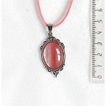 Кулон из халцедона розового, овал 25x18, оправа "медальон"