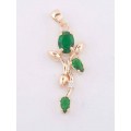Кулон из фианита зеленого "тюльпан"