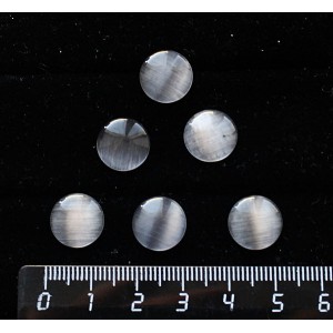 Кошачий глаз (синт.), кабошон круг 12мм, цвет серебристый