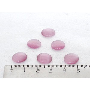 Кошачий глаз (синт.), кабошон круг 12мм, цвет розовый