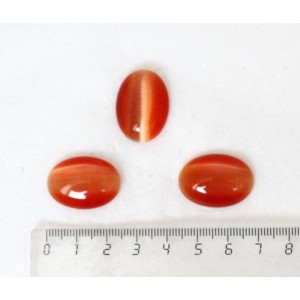 Кошачий глаз (синт.), кабошон овал 25х18мм, цвет оранжевый