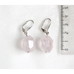 Cерьги из розового кварца, камень 20х15мм, крупная огранка