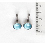 Серьги из кошачьего глаза (синт.), круг 12мм, цвет морская волна, замок петелька