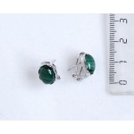 C830 Серьги из малахита, овал 10х8мм замок гвоздик+лапка