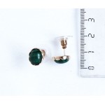 C830 Серьги позолота из малахита, овал 10х8мм замок пусеты