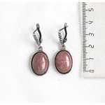 Серьги из родонита, простой овал 18х13мм, швензы посеребрение