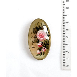 Брошь из селенита "роза с бутонами", овал