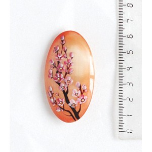 Брошь из селенита "веточка сакуры", овал