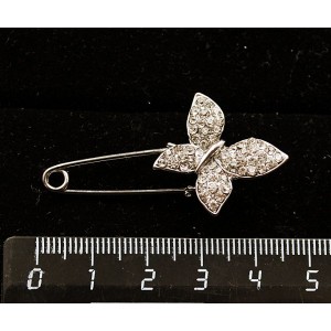 Булавка "бабочка малая", 4 см, цвет серебристый