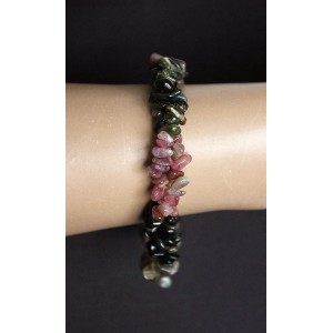 Браслет из турмалина, галтовка по цвету, 2 нити, на застежке