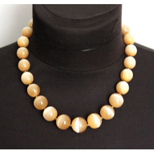 Бусы из селенита, шарик до 16мм, короткие 37см + цепочка