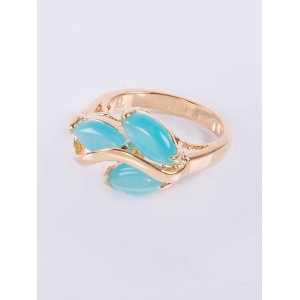 Кольцо с голубым кошачьим глазом (синт.) "большой рис"