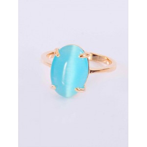 Кольцо с голубым кошачьим глазом (синт.), овал 14х10мм