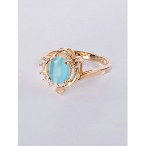 Кольцо с голубым кошачьим глазом (синт.) "чайка"