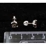 C925 Серьги с раухтопазом, 1,66 г, родиум, круг 6мм, огранка, замок пусеты