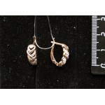 C925 Серьги с фианитом прозрачным "косичка", 2.75г, позолота, замок англ.