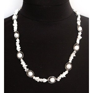 Колье из каулита (имитация кахолонга), шарик 10мм и галтовка