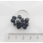 Кольцо с агатом черным "гроздь" безразмерное