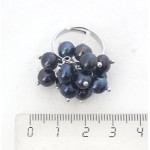 Кольцо с жемчугом черным "гроздь" безразмерное