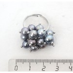 Кольцо с жемчугом серебристым "гроздь" безразмерное