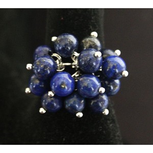 Кольцо с лазуритом (синий) "гроздь" безразмерное