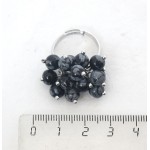 Кольцо с обсидианом снежным "гроздь" безразмерное