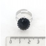 Кольцо c обсидианом серебристым, овал 18х13мм, безразмерное