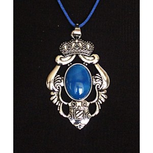 Кулон из агата синего (тонировка), овал 25х18мм, оправа "императрица"