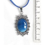 Кулон из агата синего (тонировка) "клумба", овал 25х18мм